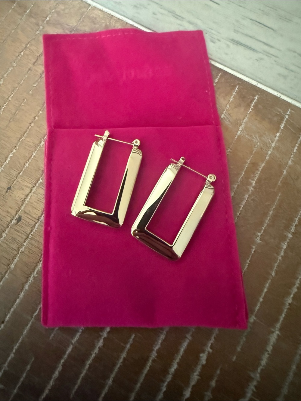 Hey Harper Gold Square Hazel Hoops - Never worn/ Waterproof Jewelry